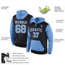 Laden Sie das Bild in den Galerie-Viewer, Uksn Individuelles Bestickt Schwarz Hellblau-Weiß Sport Pullover Sweatshirt Hoodie

