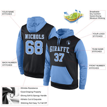 Uksn Individuelles Bestickt Schwarz Hellblau-Weiß Sport Pullover Sweatshirt Hoodie