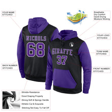 Laden Sie das Bild in den Galerie-Viewer, Uksn Individuelles Bestickt Schwarz Violett-Weiß Sport Pullover Sweatshirt Hoodie
