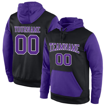 Uksn Individuelles Bestickt Schwarz Violett-Weiß Sport Pullover Sweatshirt Hoodie