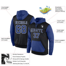 Laden Sie das Bild in den Galerie-Viewer, Uksn Individuelles Bestickt Schwarz Royalblau-Weiß Sport Pullover Sweatshirt Hoodie
