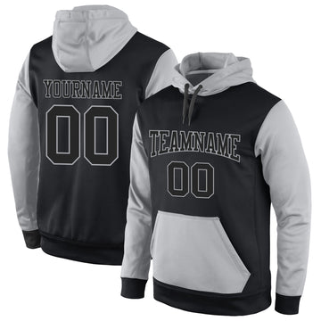 Uksn Individuelles Bestickt Schwarz Schwarz-Grau Sport Pullover Sweatshirt Hoodie