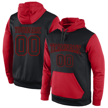 Uksn Individuelles Bestickt Schwarz Schwarz-Rot Sport Pullover Sweatshirt Hoodie