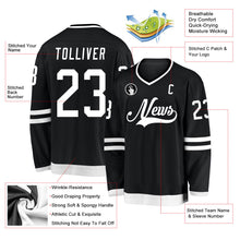 Laden Sie das Bild in den Galerie-Viewer, Uksn Individuelles Schwarz Weiß Eishockey-Trikot
