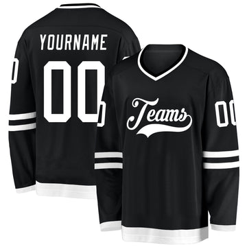 Uksn Individuelles Schwarz Weiß Eishockey-Trikot
