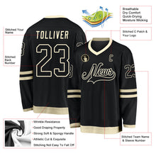 Laden Sie das Bild in den Galerie-Viewer, Uksn Individuelles Schwarz Schwarz-Creme Eishockey-Trikot
