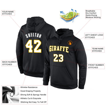 Uksn Individuelles Bestickt Schwarz Weiß-Gold Sport Pullover Sweatshirt Hoodie