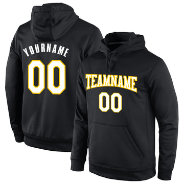 Uksn Individuelles Bestickt Schwarz Weiß-Gold Sport Pullover Sweatshirt Hoodie