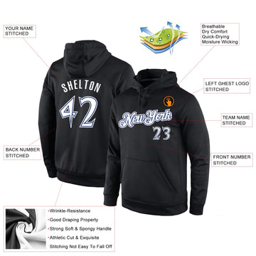 Uksn Individuelles Bestickt Schwarz Weiß-Royalblau Sport Pullover Sweatshirt Hoodie
