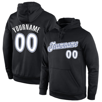 Uksn Individuelles Bestickt Schwarz Weiß-Royalblau Sport Pullover Sweatshirt Hoodie