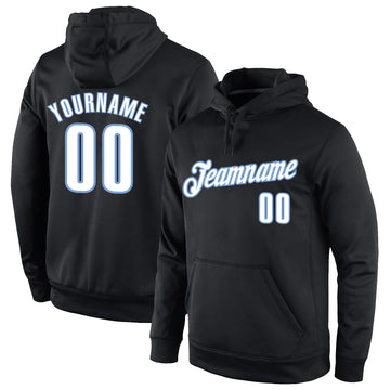 Uksn Individuelles Bestickt Schwarz Weiß-Hellblau Sport Pullover Sweatshirt Hoodie