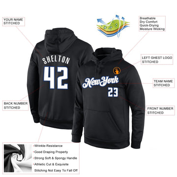Uksn Individuelles Bestickt Schwarz Weiß-Grau Sport Pullover Sweatshirt Hoodie