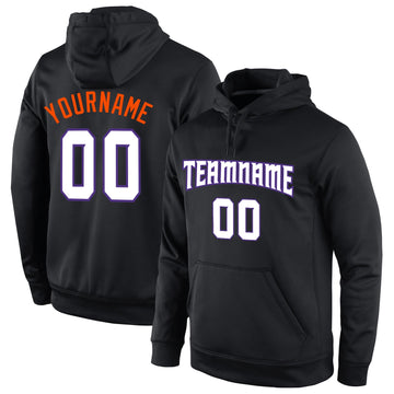 Uksn Individuelles Bestickt Schwarz Weiß-Orange Sport Pullover Sweatshirt Hoodie