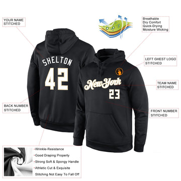 Uksn Individuelles Bestickt Schwarz Weiß-Creme Sport Pullover Sweatshirt Hoodie