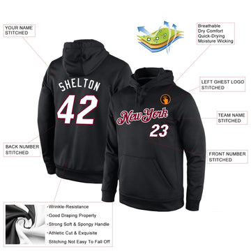 Uksn Individuelles Bestickt Schwarz Weiß-Kastanienbraun Sport Pullover Sweatshirt Hoodie
